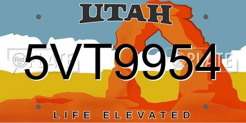5VT9954 Utah License Plate