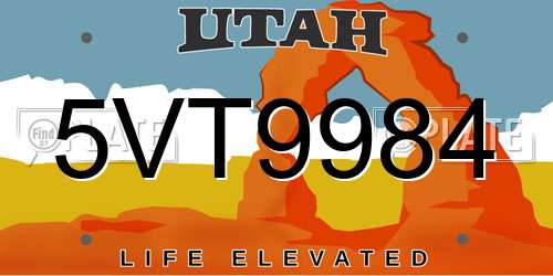 5VT9984 Utah License Plate