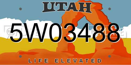 5W03488 Utah License Plate