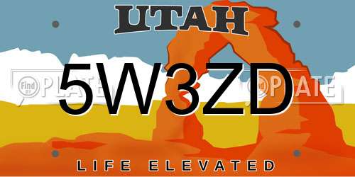 5W3ZD Utah License Plate