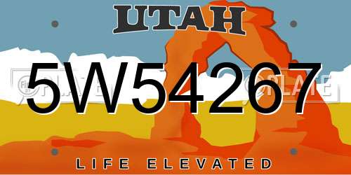 5W54267 Utah License Plate