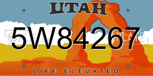 5W84267 Utah License Plate