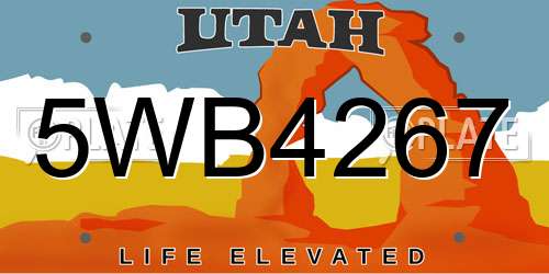 5WB4267 Utah License Plate