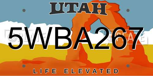 5WBA267 Utah License Plate