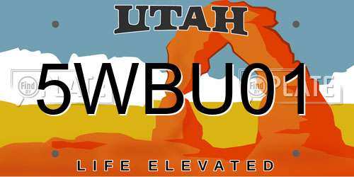 5WBU01 Utah License Plate