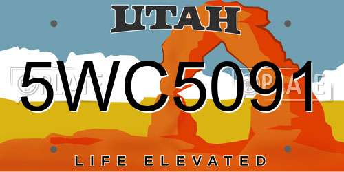 5WC5091 Utah License Plate