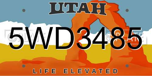 5WD3485 Utah License Plate