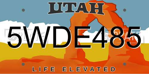 5WDE485 Utah License Plate