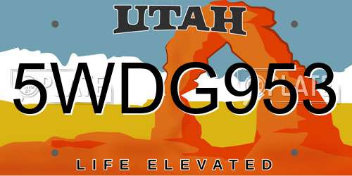 5WDG953 Utah License Plate