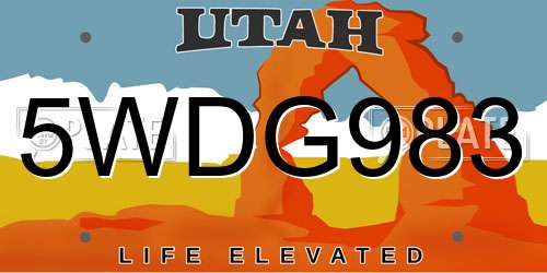 5WDG983 Utah License Plate