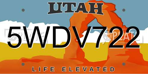 5WDV722 Utah License Plate
