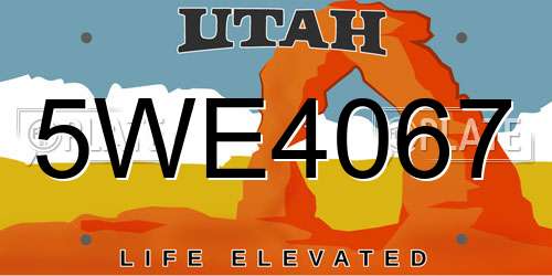 5WE4067 Utah License Plate