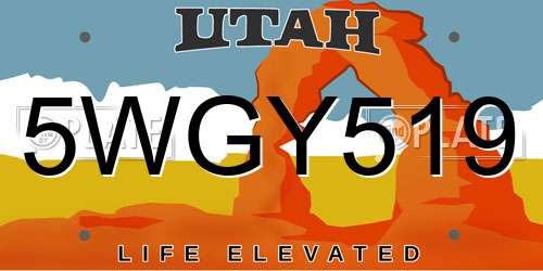 5WGY519 Utah License Plate