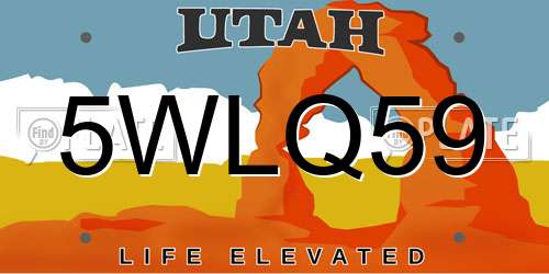 5WLQ59 Utah License Plate