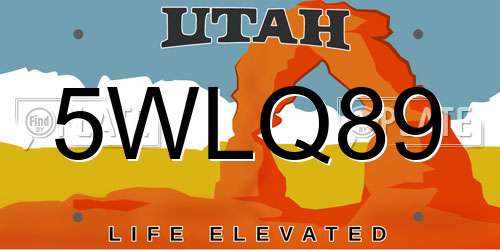 5WLQ89 Utah License Plate