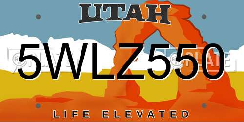 5WLZ550 Utah License Plate