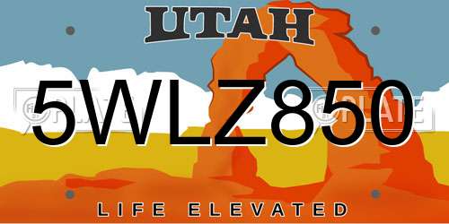 5WLZ850 Utah License Plate