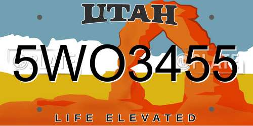 5WO3455 Utah License Plate