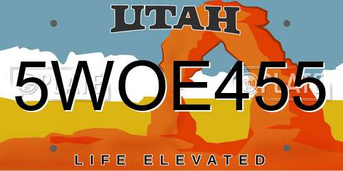 5WOE455 Utah License Plate