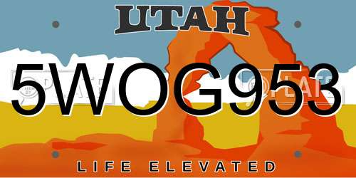 5WOG953 Utah License Plate