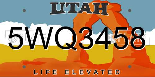 5WQ3458 Utah License Plate