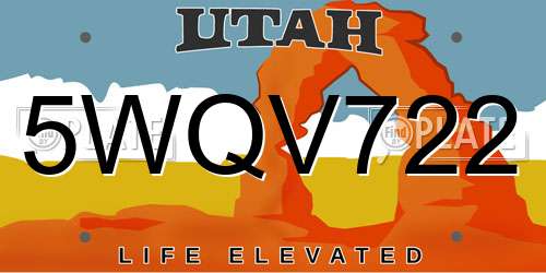 5WQV722 Utah License Plate