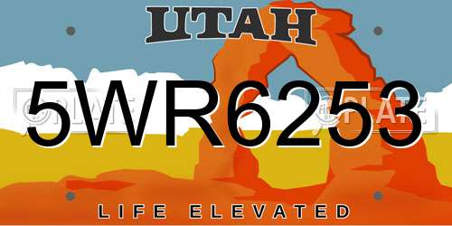 5WR6253 Utah License Plate