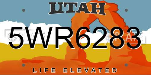 5WR6283 Utah License Plate