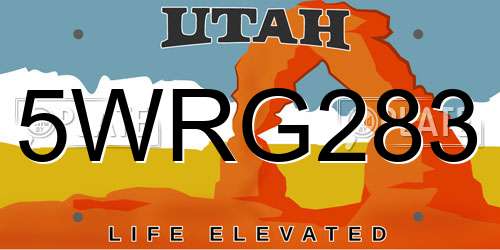 5WRG283 Utah License Plate