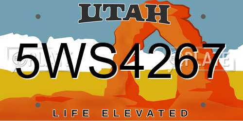 5WS4267 Utah License Plate