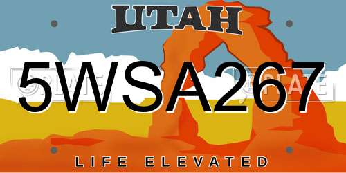5WSA267 Utah License Plate