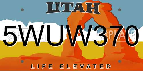 5WUW370 Utah License Plate