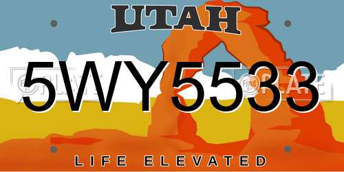 5WY5533 Utah License Plate