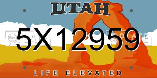 5X12959 Utah License Plate