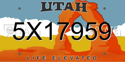 5X17959 Utah License Plate