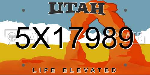 5X17989 Utah License Plate