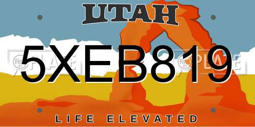 5XEB819 Utah License Plate