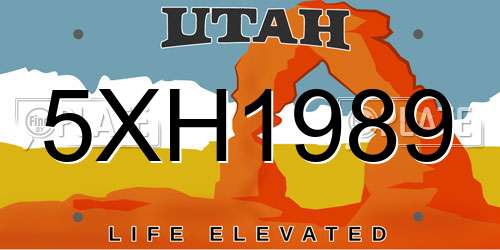 5XH1989 Utah License Plate