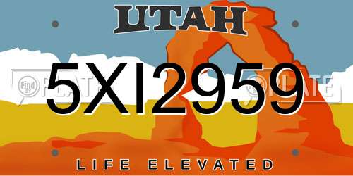 5XI2959 Utah License Plate