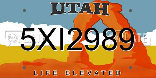 5XI2989 Utah License Plate