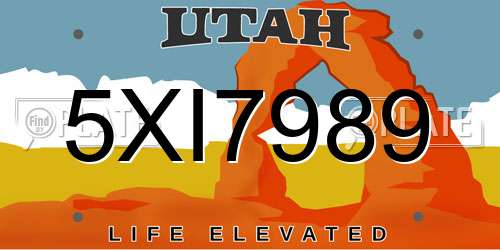 5XI7989 Utah License Plate