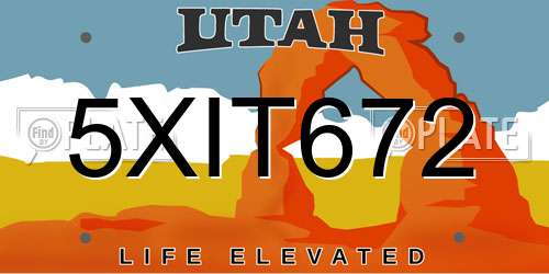 5XIT672 Utah License Plate