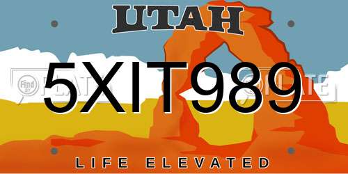 5XIT989 Utah License Plate