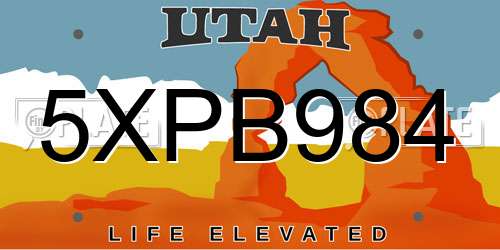 5XPB984 Utah License Plate