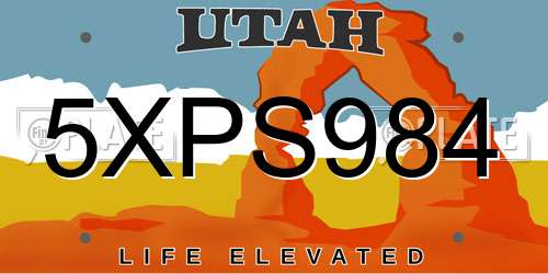 5XPS984 Utah License Plate