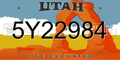 5Y22984 Utah License Plate