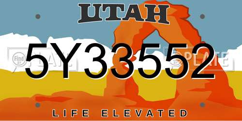 5Y33552 Utah License Plate