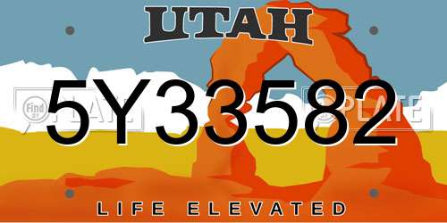 5Y33582 Utah License Plate