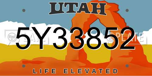 5Y33852 Utah License Plate