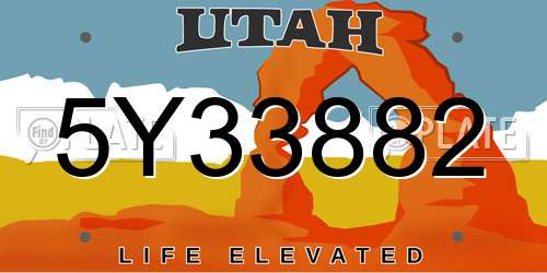 5Y33882 Utah License Plate